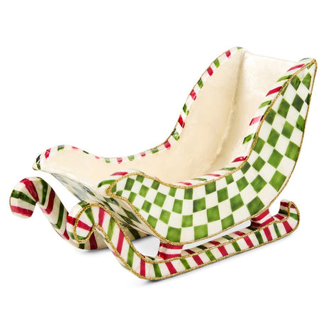 Cuddle Decor Mackenzie Childs Merry Christmas Capiz Sleigh 9.25" front