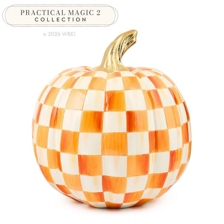 Cuddle Decor Mackenzie Childs Orange Check Medium Pumpkin 11" front