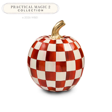 Cuddle Decor Mackenzie Childs Paprika Check Small Pumpkin 8" front