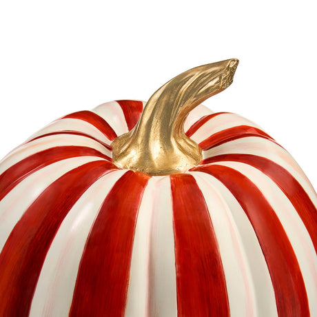Cuddle Decor Mackenzie Childs Paprika Stripe Medium Pumpkin 11" close up