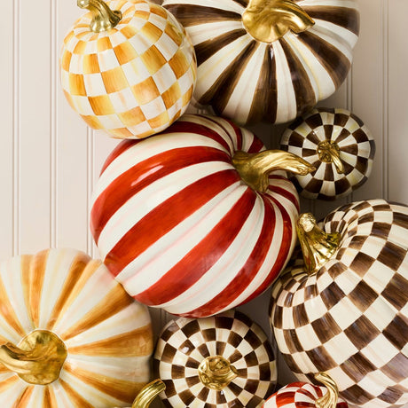 Cuddle Decor Mackenzie Childs Paprika Stripe Medium Pumpkin 11" lifestyle