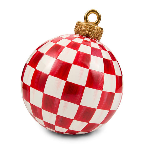 Cuddle Decor Mackenzie Childs Red Check Small Tabletop Ornament 7" front
