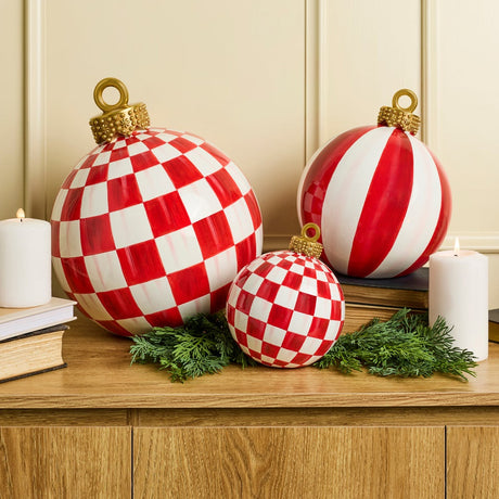 Cuddle Decor Mackenzie Childs Red Check Small Tabletop Ornament 7" lifestyle