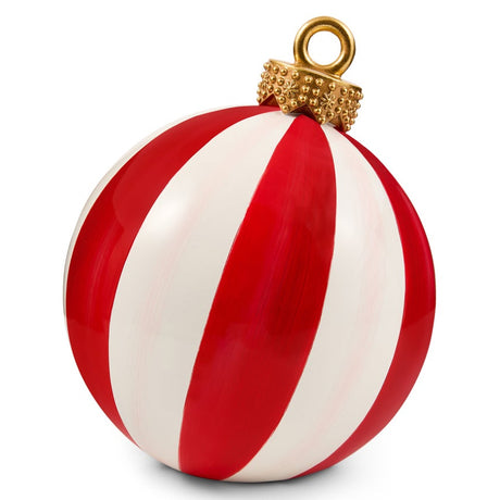 Cuddle Decor Mackenzie Childs Red Stripe Medium Tabletop Ornament 10" front
