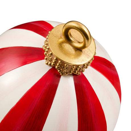 Cuddle Decor Mackenzie Childs Red Stripe Medium Tabletop Ornament 10" close up