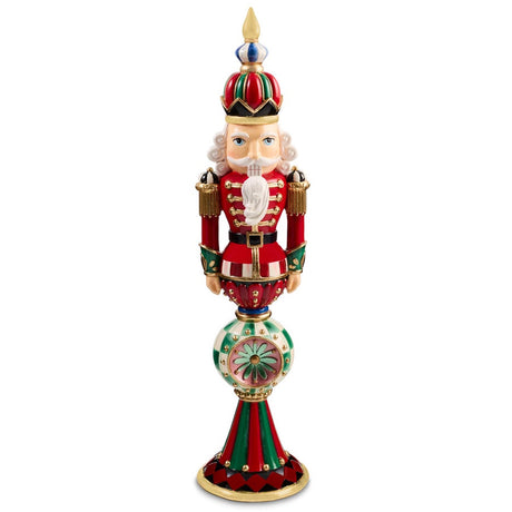 Cuddle Decor Mackenzie Childs Timeless Tartan Resin Reflector Nutcracker 18" front