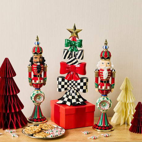 Cuddle Decor Mackenzie Childs Timeless Tartan Resin Reflector Nutcracker 18" lifestyle