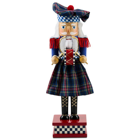 Cuddle Decor Mackenzie Childs Timeless Tartan Wood Nutcracker 15" front