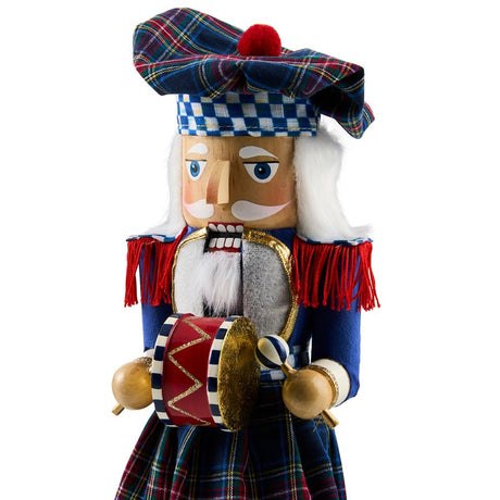 Cuddle Decor Mackenzie Childs Timeless Tartan Wood Nutcracker 15" close up