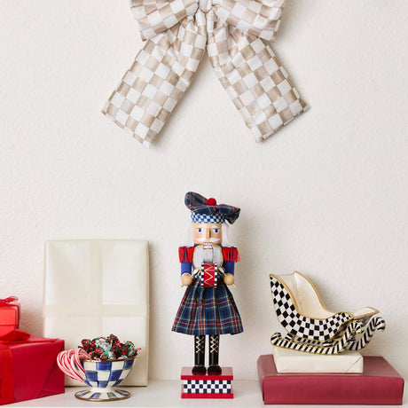 Cuddle Decor Mackenzie Childs Timeless Tartan Wood Nutcracker 15" lifestyle