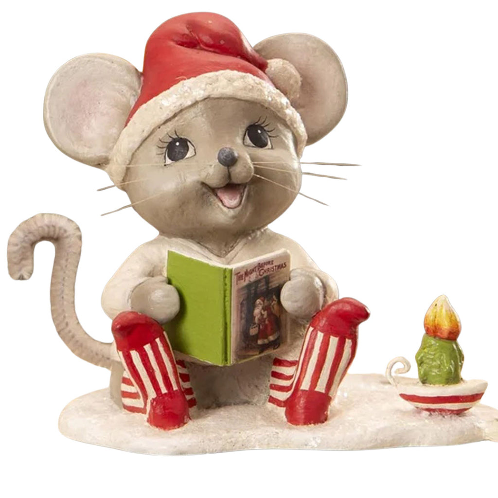 Bethany Lowe Manny Mouse with Candle front white