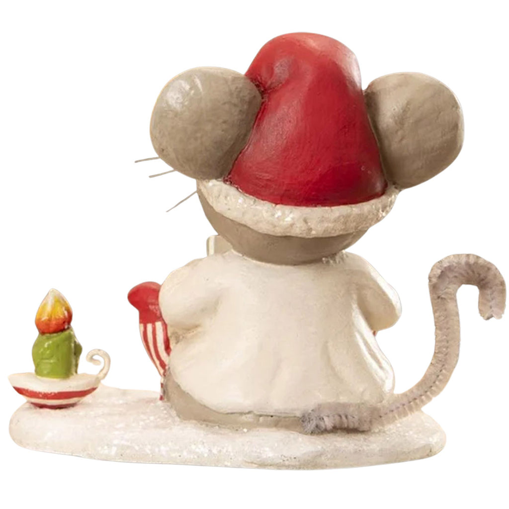 Bethany Lowe Manny Mouse with Candle back white