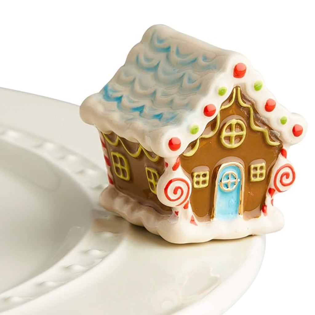 Nora Fleming Gingerbread House Mini  on the plate