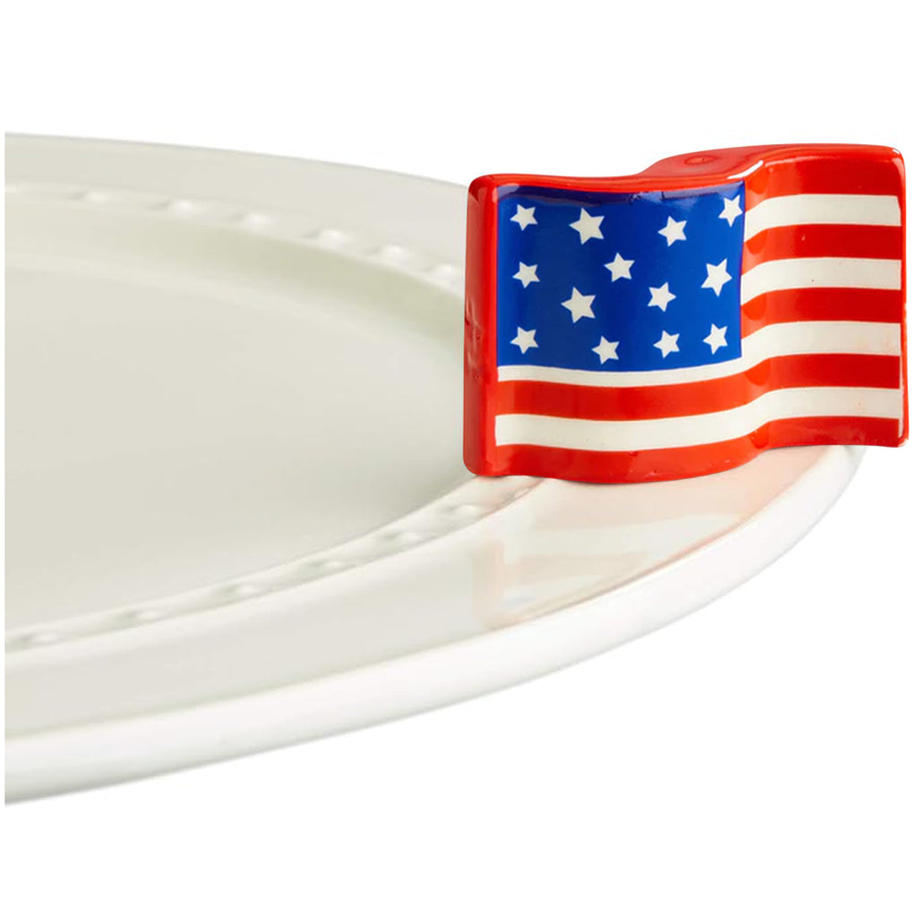 Nora Fleming American Flag Mini on the plate