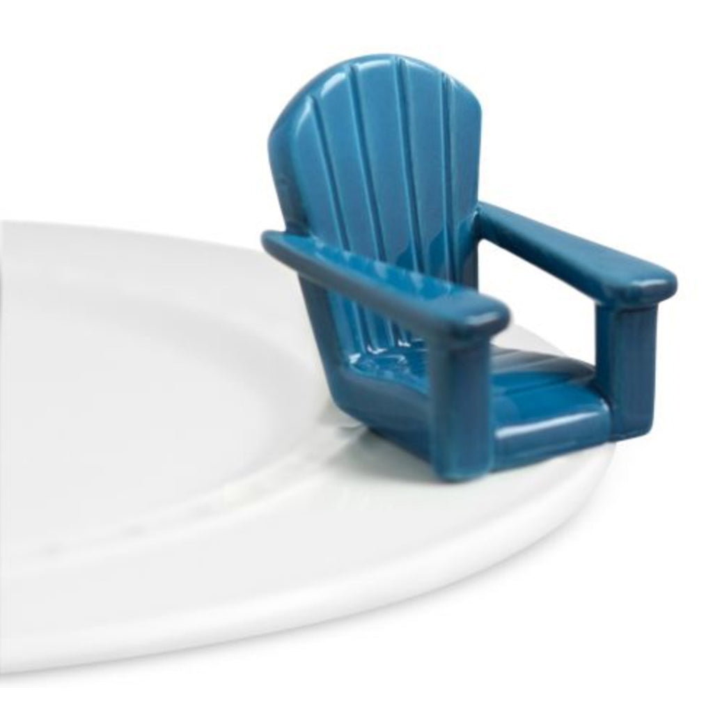 Nora Fleming Blue Adirondack Chair Mini on the plate