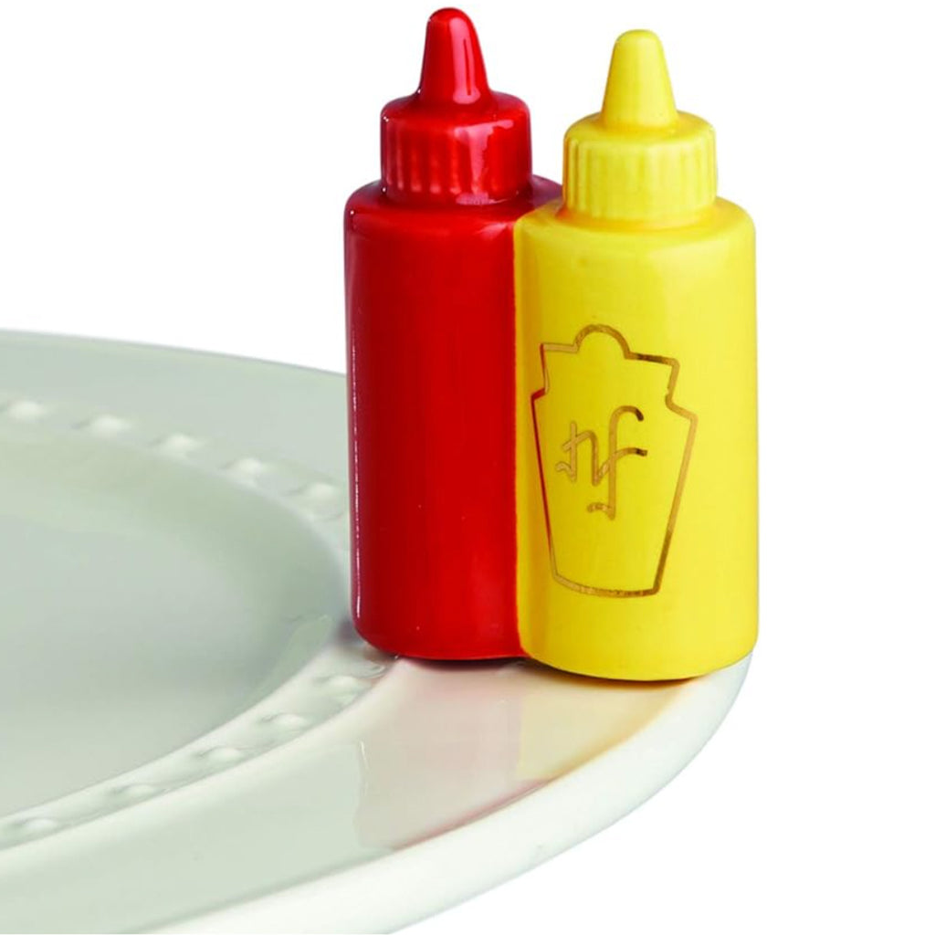 Nora Fleming Ketchup and Mustard Mini on the plate