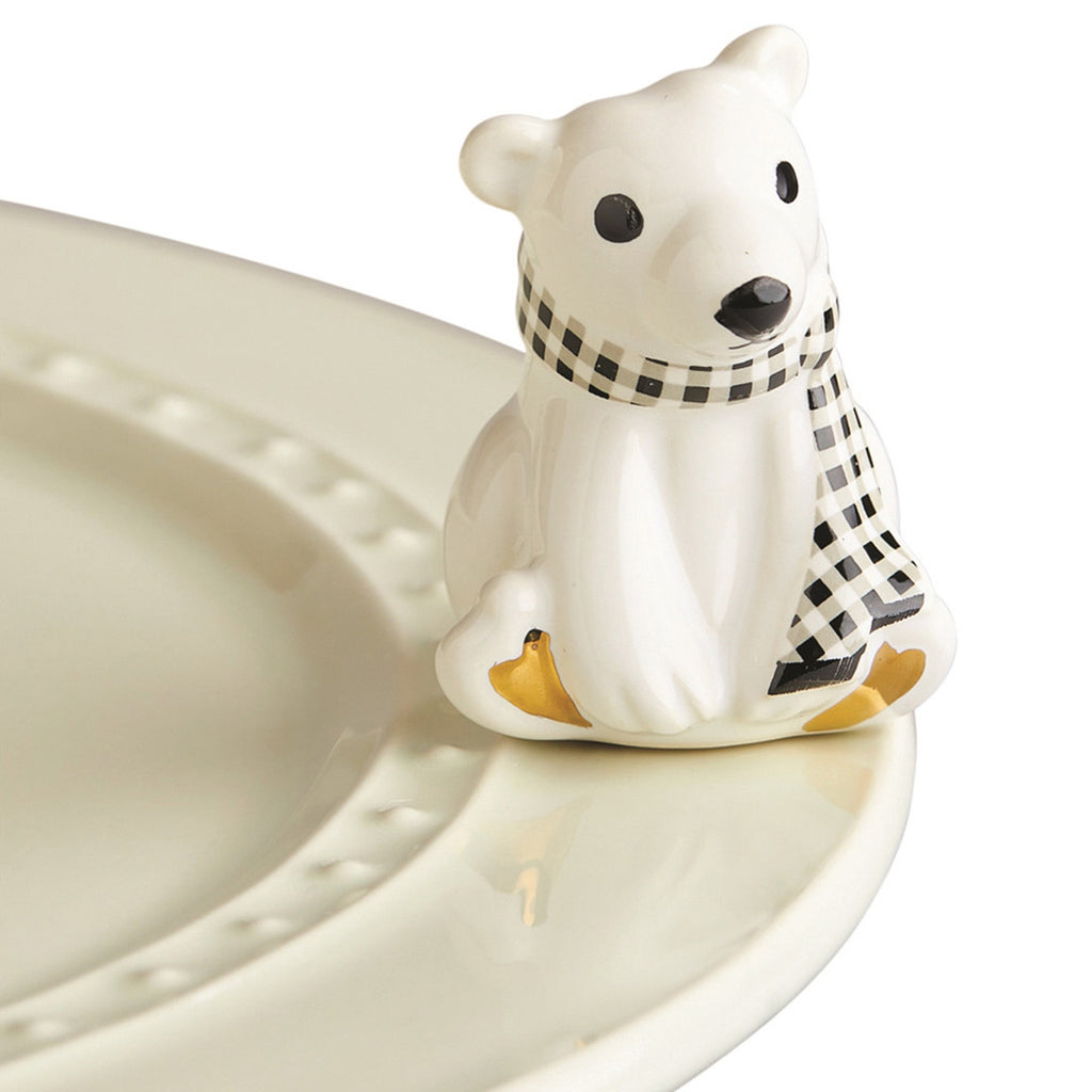 Nora Fleming Polar Bear Mini on the plate