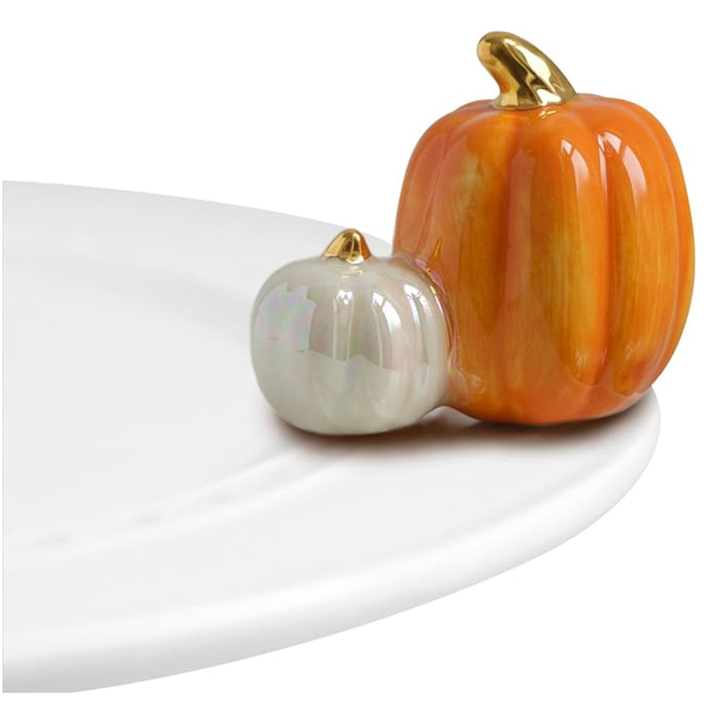 Nora Fleming Two Pumpkins Mini on the plate