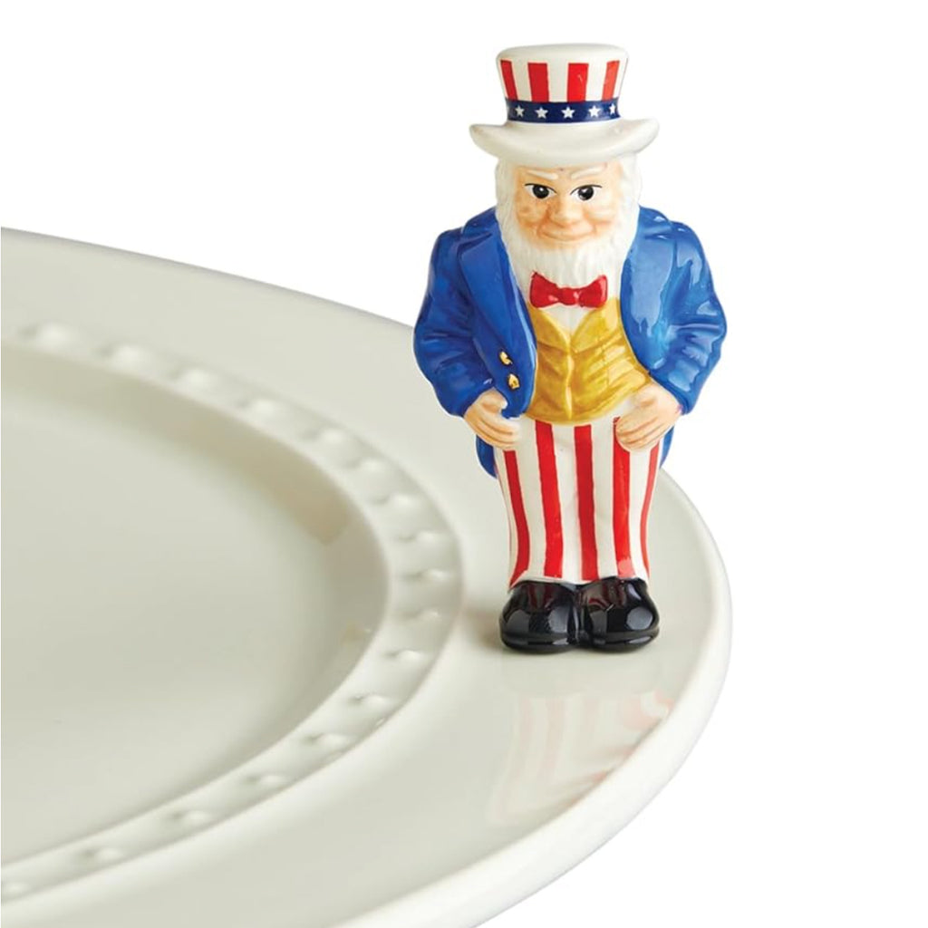 Nora Fleming Uncle Sam Mini on the plate