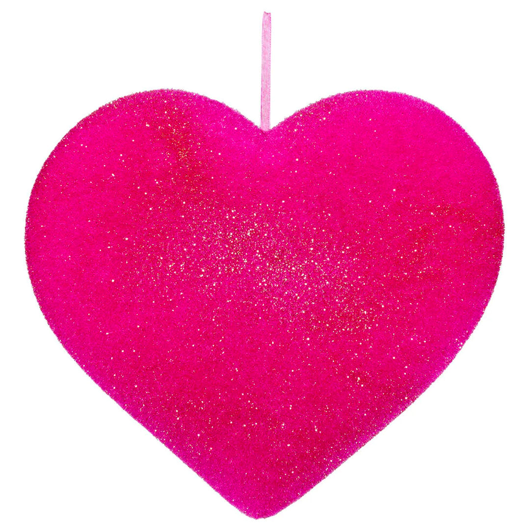 Flocked Heart Electric Pink Large