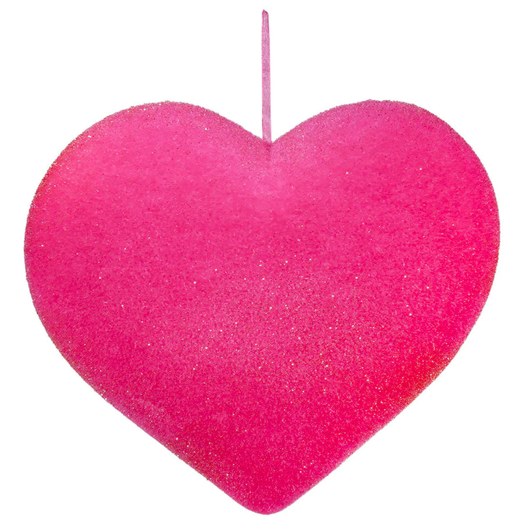 Flocked Heart Pink Large
