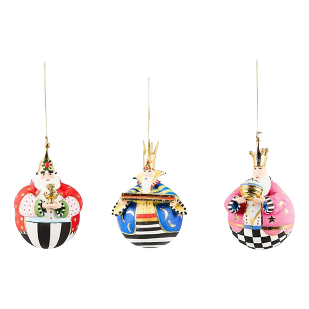 Patience Brewster by MacKenzie-Childs Nativity Jolly Wiseman Ball Ornament set