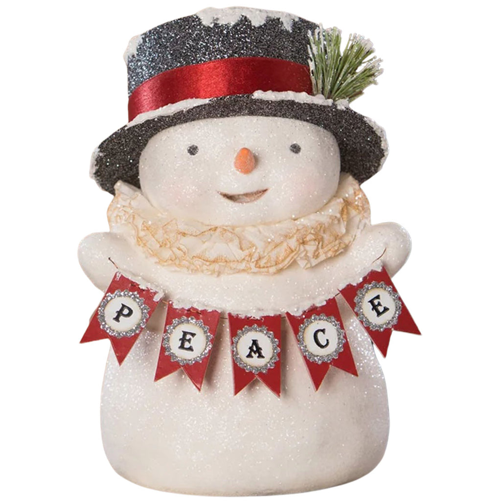 Michelle Allen for Bethany Lowe Peace Snowman with Top Hat front white