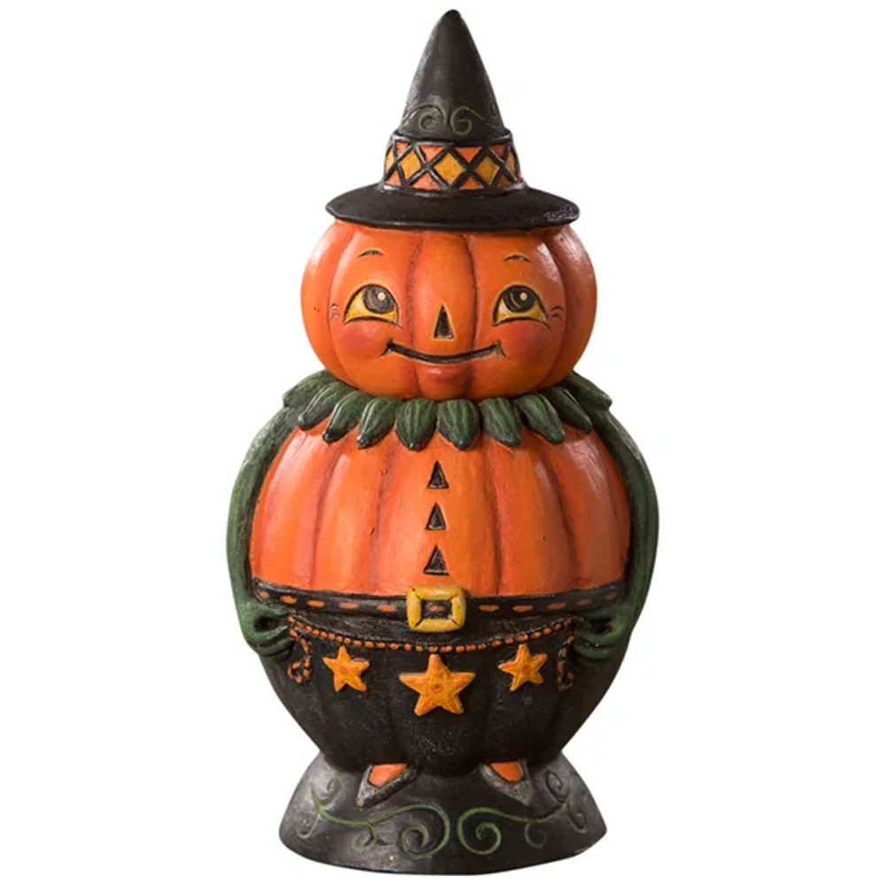 Pumpkin Pete Spooks Jar Folk Art Figurine by Johanna Parker