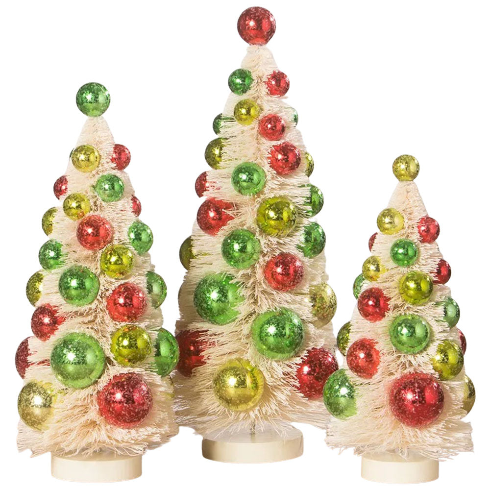Retro Christmas Polka Dot Bottle Brush Trees S3 by Bethany Lowe - Set of 3