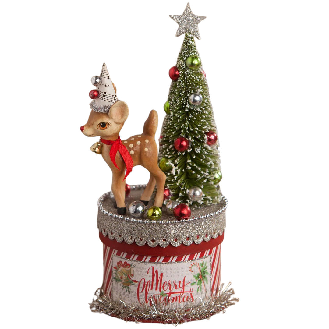 Retro Deer on Box Small by Bethany Lowe, Christmas Box front white