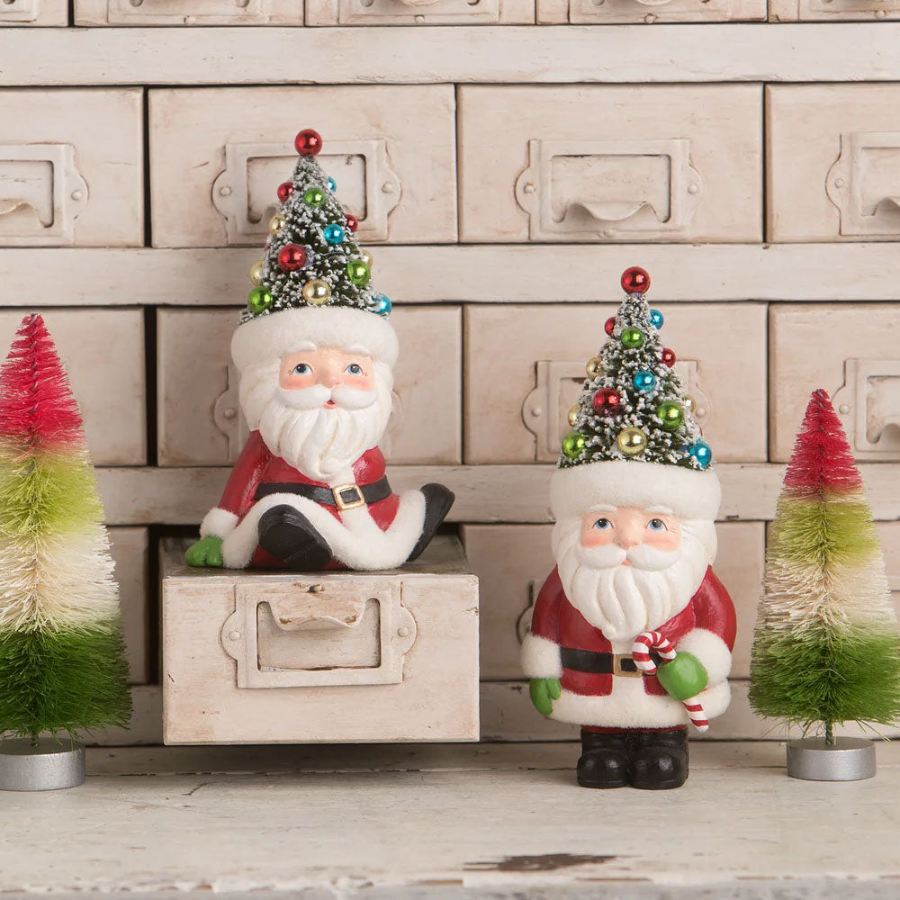 Retro Santa Seated with Tree Hat by Bethany Lowe  set