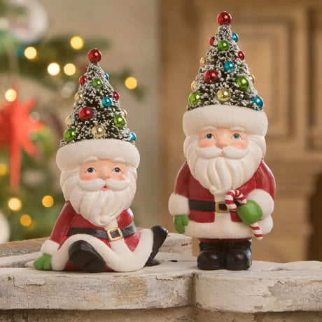 Retro Santa with Candy Cane and Tree Hat by Bethany Lowe  set