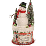 Retro Snowman on Box 8" front white