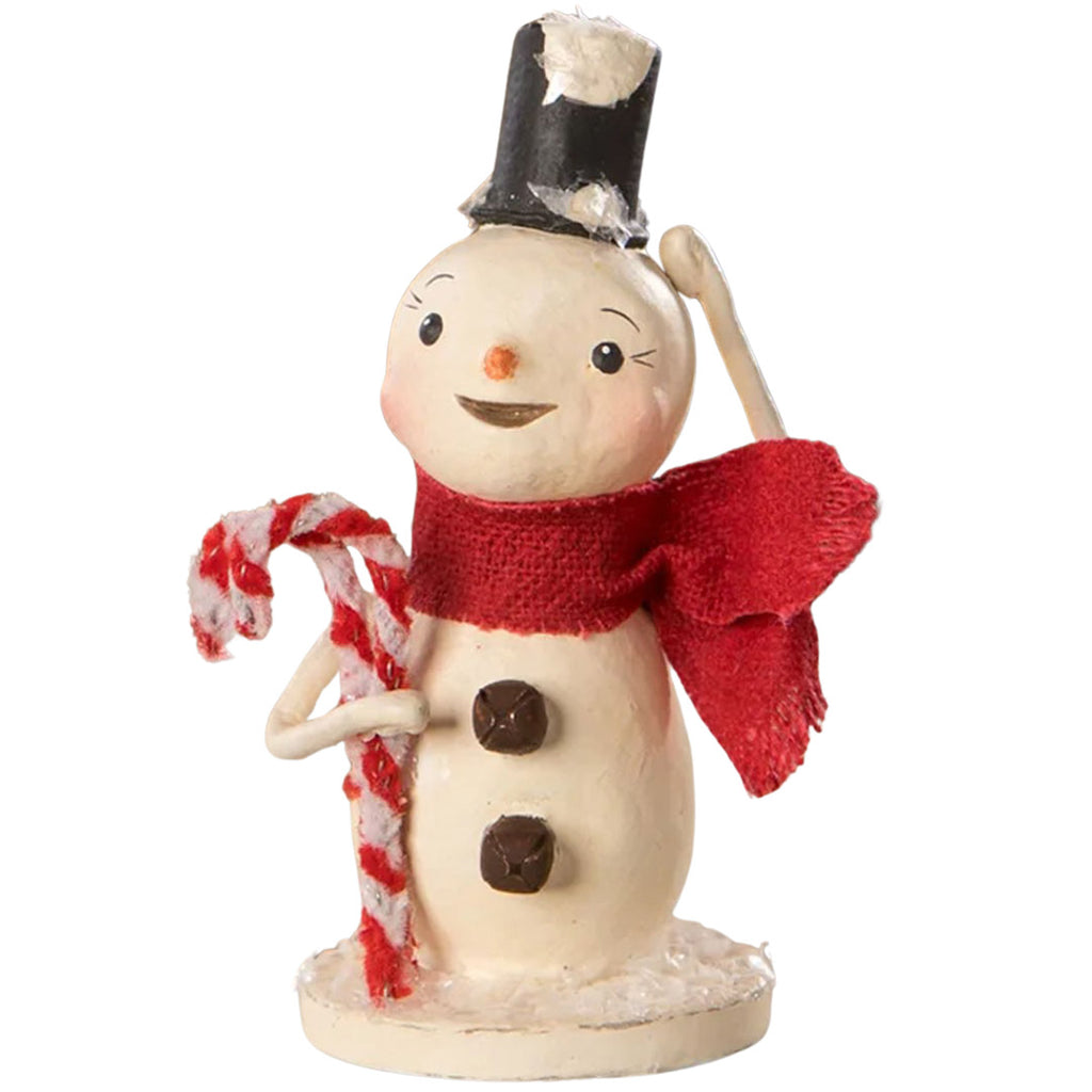 Michelle Lauritsen for Bethany Lowe Snowman with Candy Canes front white