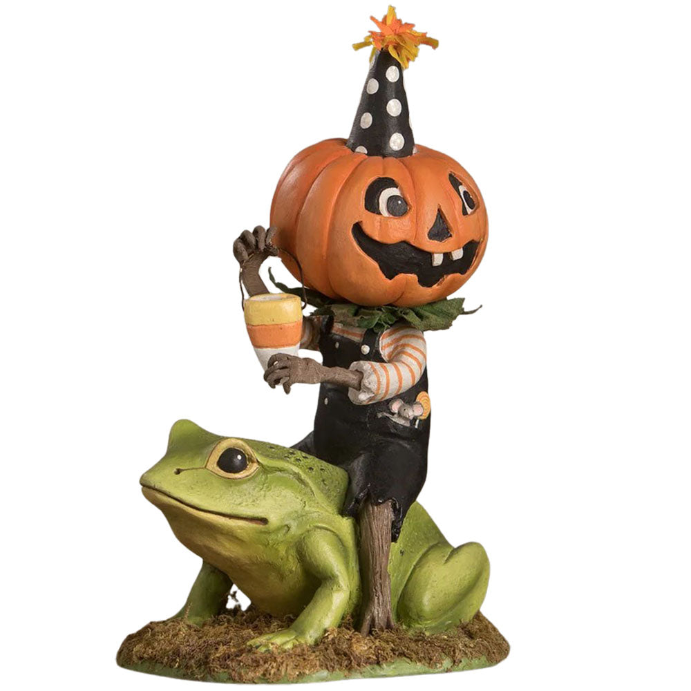 Tricky Beau Riding Frog Halloween Figurine side