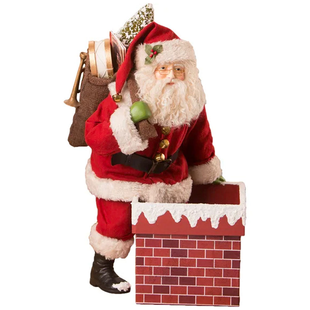 Up on the Rooftop Santa Christmas Figurine by Bethany Lowe Designs front