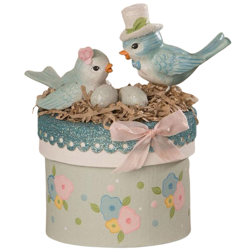 Blue Birds On Box Easter Gift Box and Decor by Bethany Lowe Designs