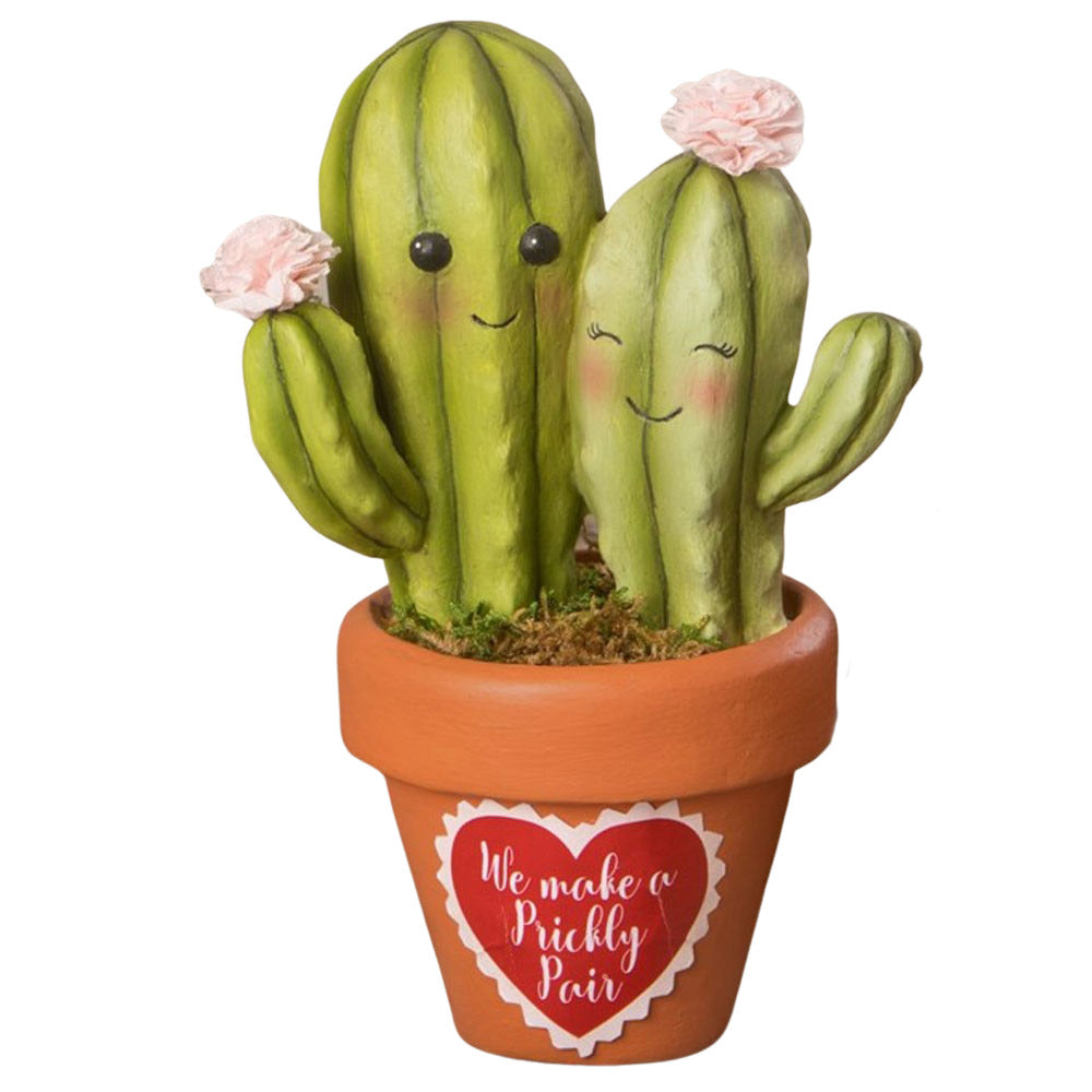 Valentine Prickly Pair Cacti Figurine by Bethany Lowe