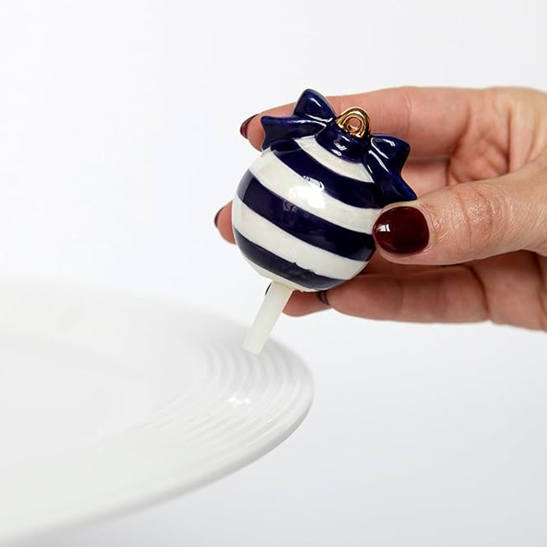 nora fleming deck the halls - blue ornament on the plate