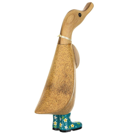 DCUK Floral Boots Duckling TEAL 9" back