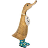 DCUK Floral Boots Duckling TEAL 9" front