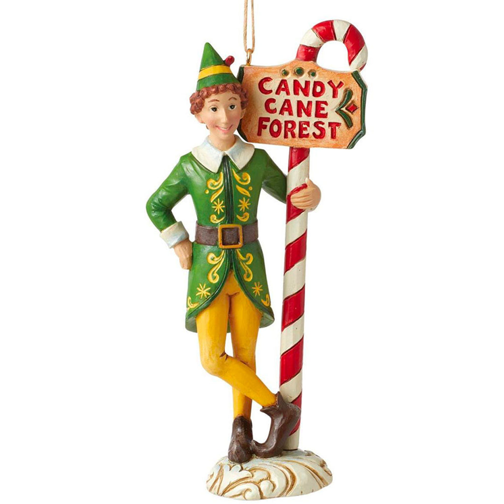 Jim Shore Buddy Elf by Candy Cane Ornament 5.12" front