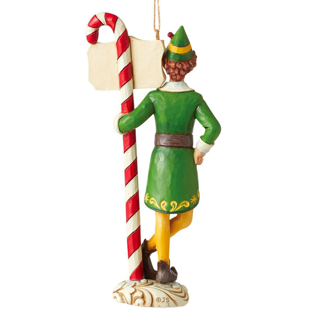 Jim Shore Buddy Elf by Candy Cane Ornament 5.12" back