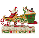 Jim Shore Buddy Elf with Santa in Sleigh 7.87" side