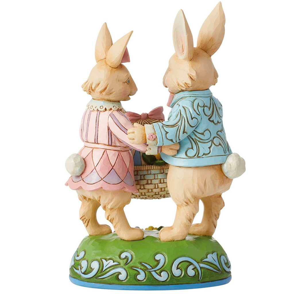 Jim Shore Bunny Couple with Basket 8.27" back