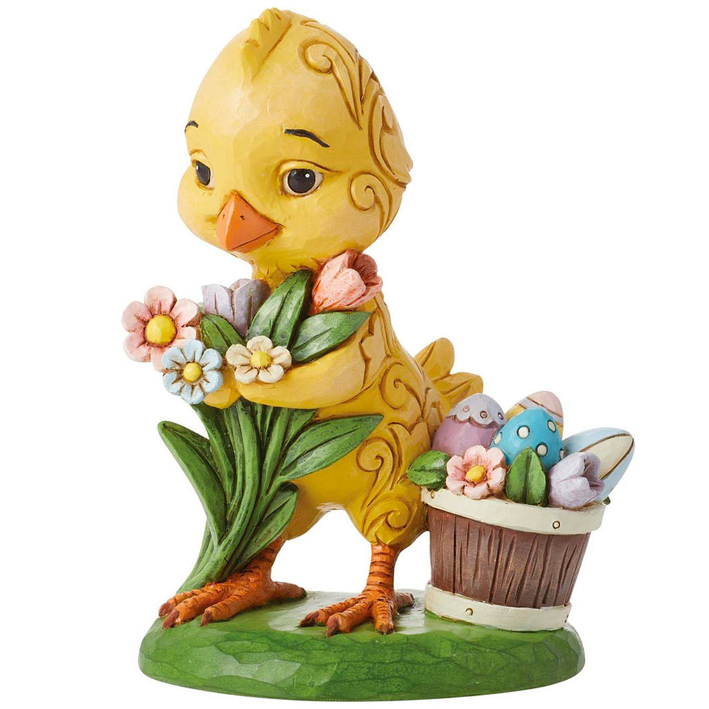 Jim Shore Chick with Flowers Pint 5.12" front