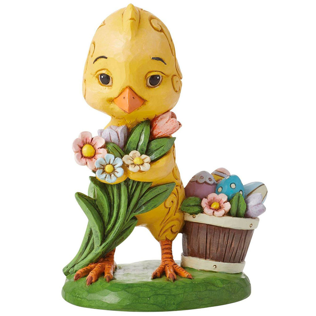 Jim Shore Chick with Flowers Pint 5.12" front