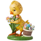 Jim Shore Chick with Flowers Pint 5.12" side
