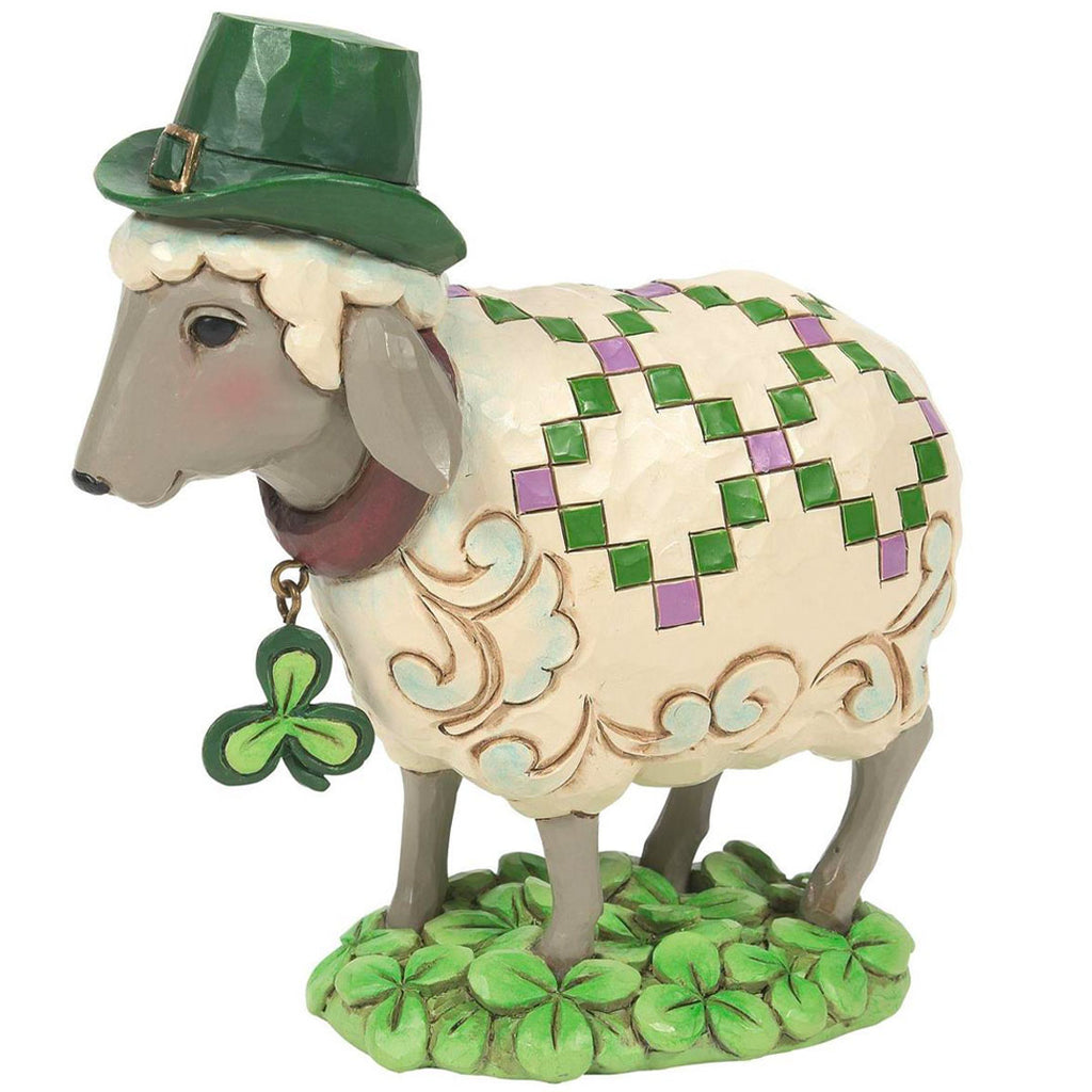 Jim Shore Irish Sheep in Clover Patch 5.12" front