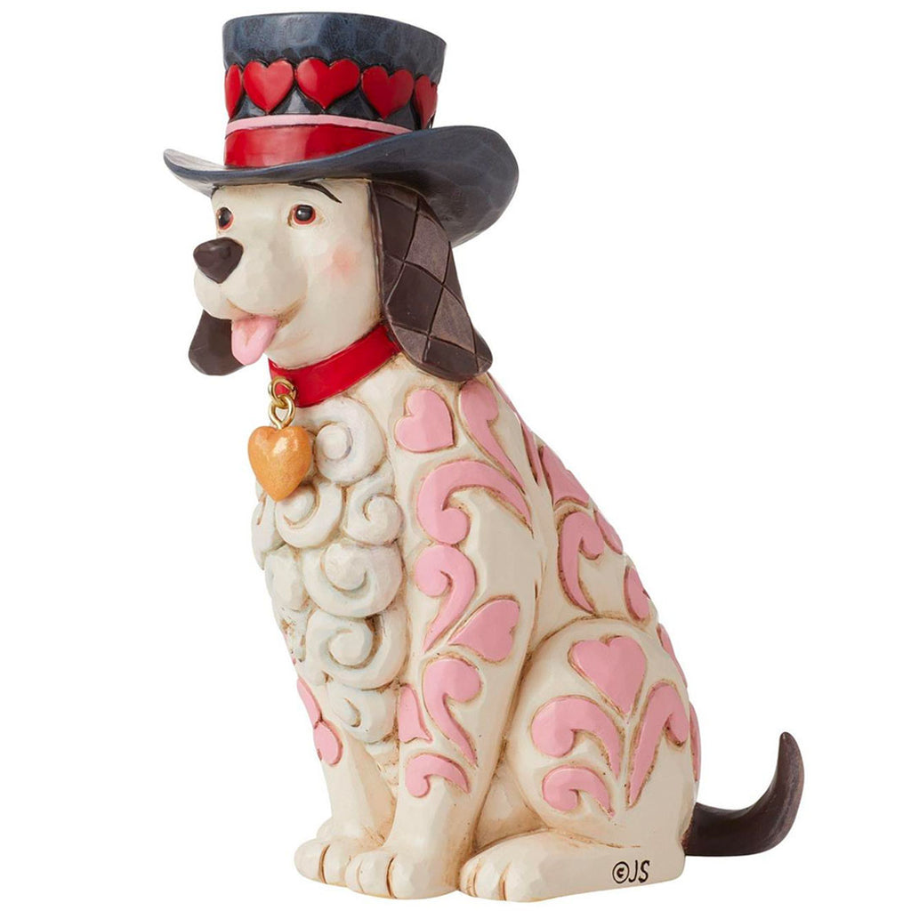 Jim Shore Love Themed Dog with Top Hat 5" side